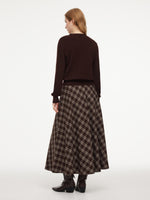 [Preview] V-Neck Knit Top And Plaid Skirt Two-Piece Set With Ribbon GOELIA