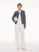 Wool Cotton Blend Frayed Trim Women Cardigan GOELIA