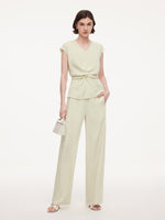 100% Acetate Back Tie Women Cap Sleeve Top GOELIA