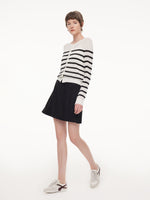 Acetate Cotton Blend Stripe Women Cardigan GOELIA