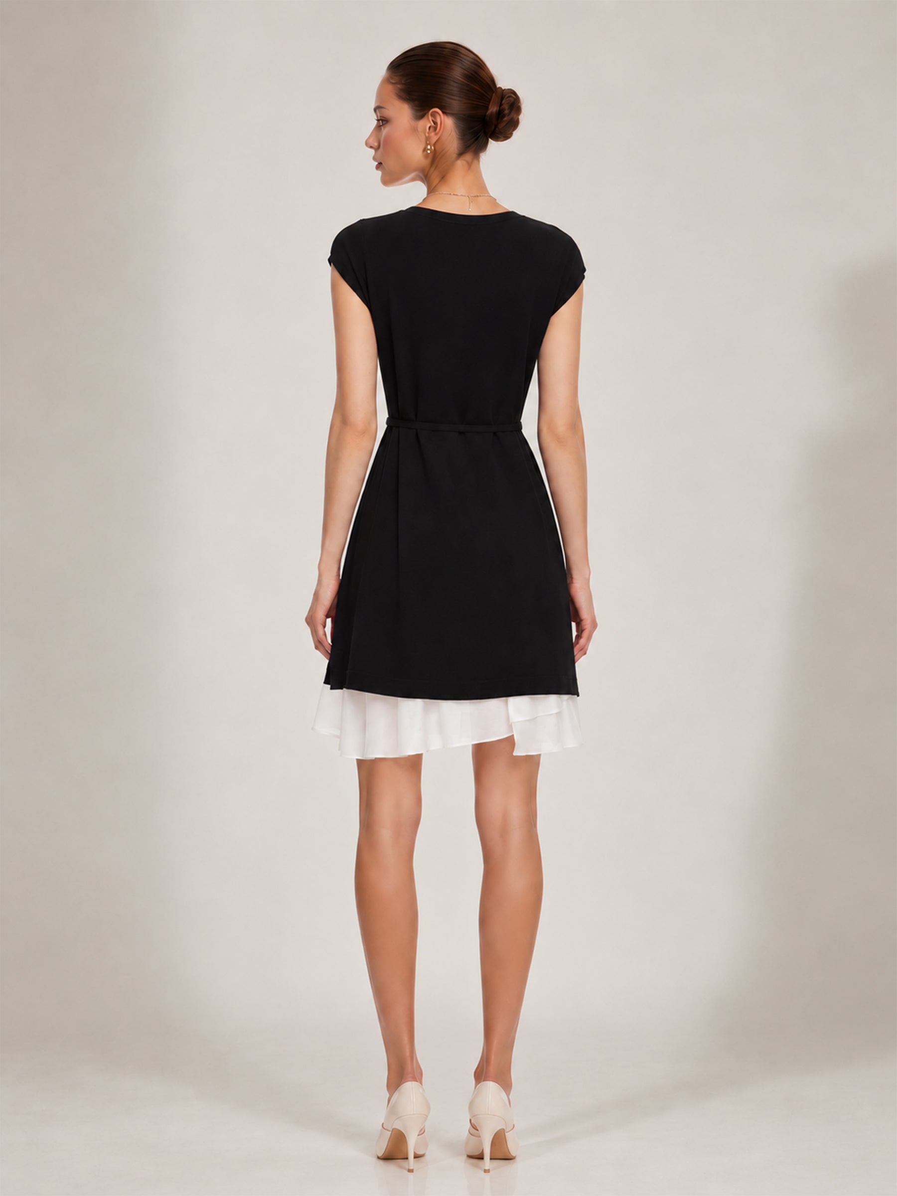Tencel Blend Knit Two-Piece Dress Set With Slip Inner & Belt GOELIA