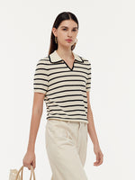 Tencel Blend Stripe Women Knit Top GOELIA