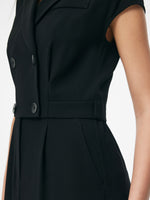 Triacetate Faux Two-Piece Cap Sleeve Women Blazer Midi Dress GOELIA