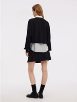 Front Slit Knit Top And Sleeveless Shirt Two-Piece Set GOELIA