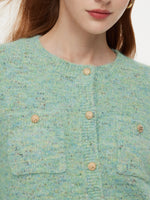Melange Green Single Breasted Women Cardigan GOELIA