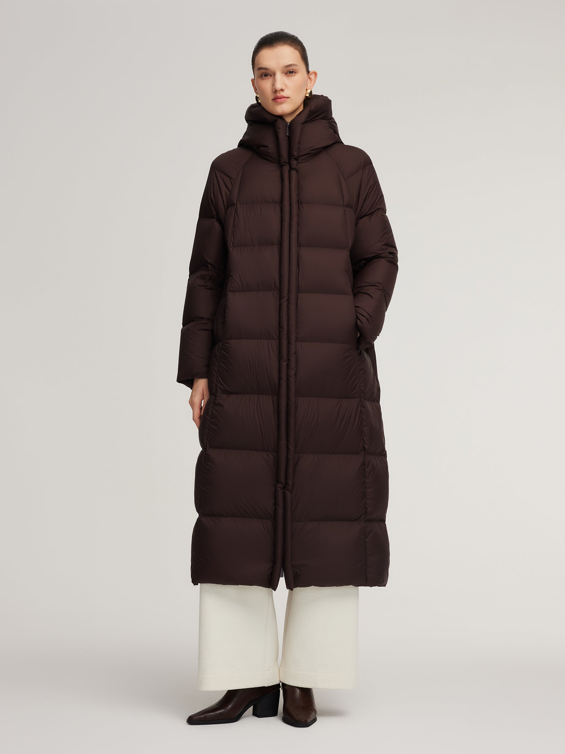 Cocoon Hooded Long Goose Down Puffer Coat GOELIA