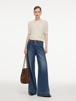 100% Cashmere Sequins Women Knit Top GOELIA
