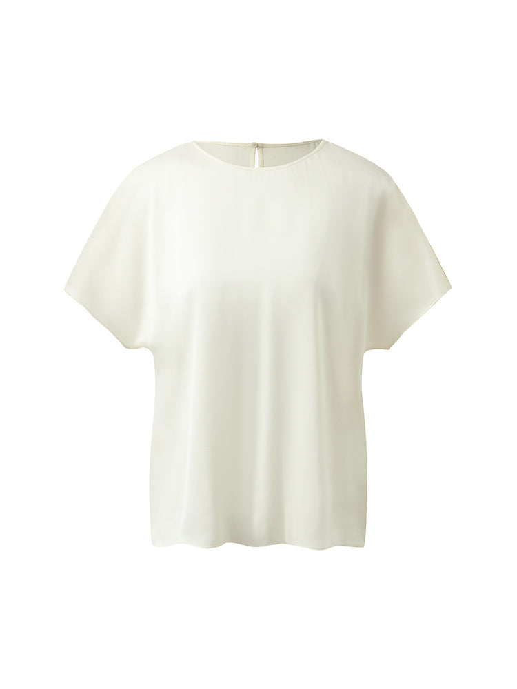 22 Momme Mulberry Silk Round Neck Women T-Shirt GOELIA