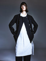 Machine Washable Wool Blend H-Line Double-Breasted Unisex Coat GOELIA