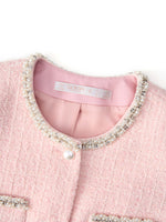 [Preview] Tweed Beaded Neck Women Cropped Jacket GOELIA