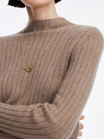 100% Cashmere Seamless Mock Neck Women Sweater GOELIA
