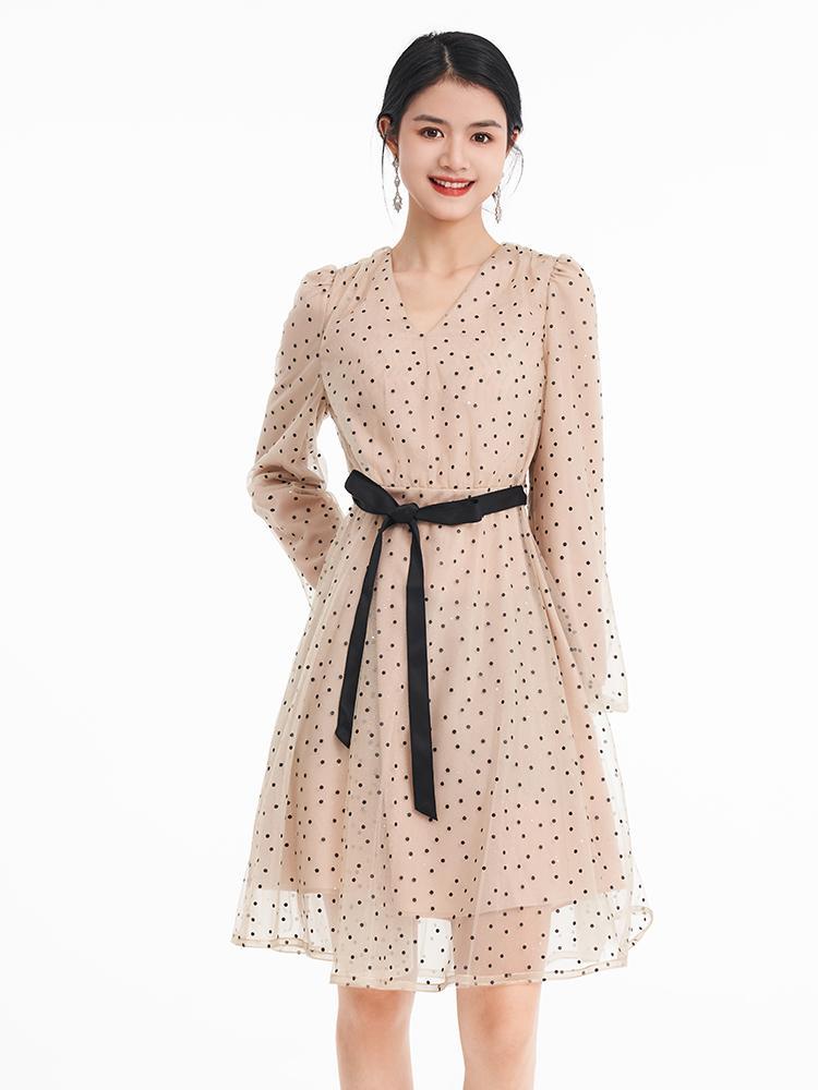 V-neck Mesh Patchwork Dress GOELIA