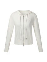 Wool Blend Heart Embroidered Women Hooded Cardigan GOELIA