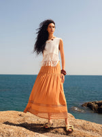 100% Cotton Patchwork Lace Embroidered Women Skirt GOELIA