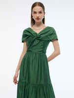 Tencel Blend Convertible Neckline Women Maxi Dress GOELIA