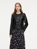 PU Leather Women Cropped Jacket GOELIA