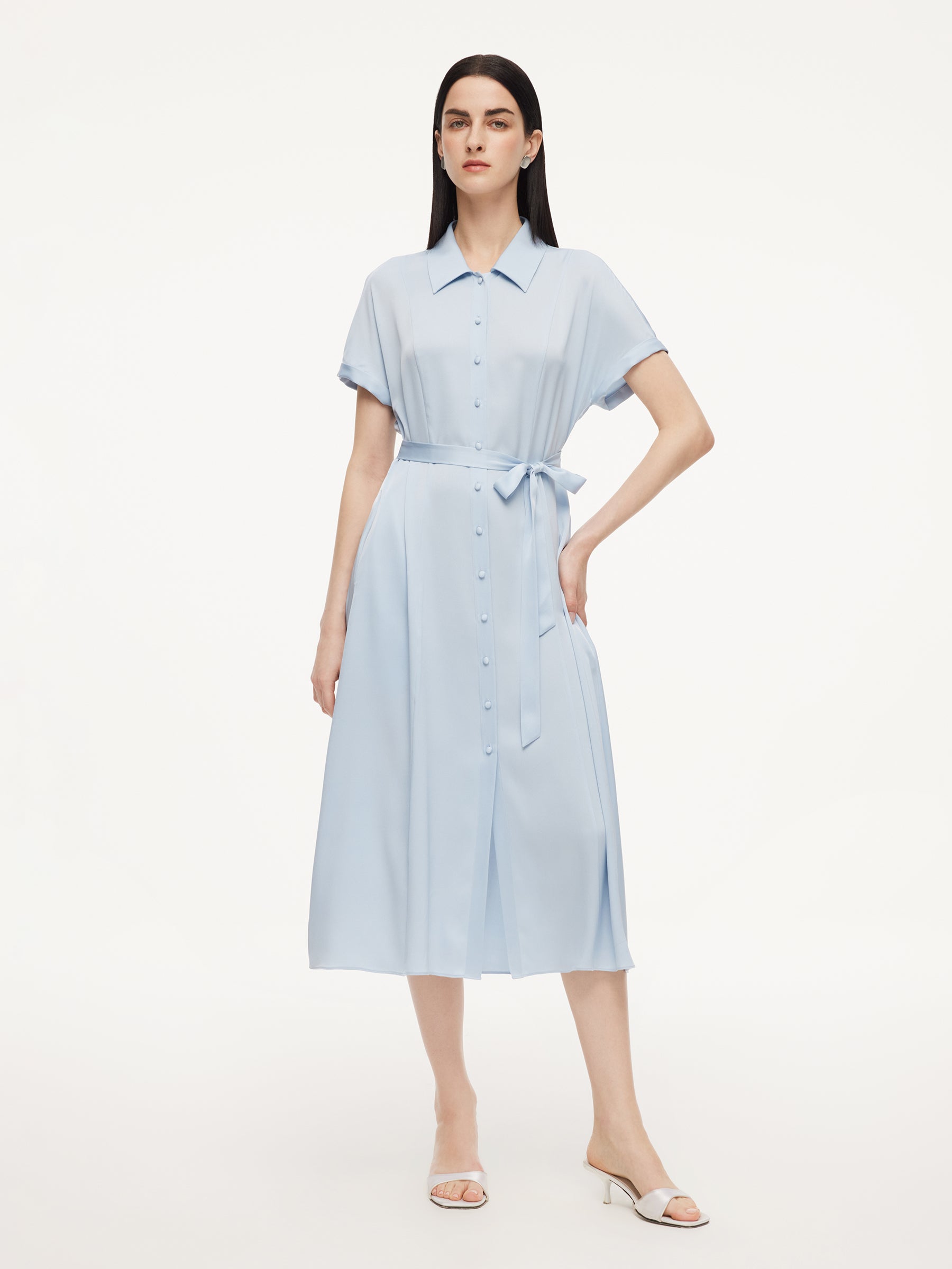 [Preview] 22MM Mulberry Silk Women Maxi Shirt Dress GOELIA