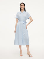 22MM Mulberry Silk Women Maxi Shirt Dress GOELIA