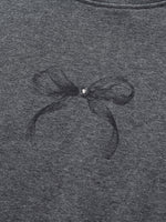 [Preview] Bowknot Print Gathered Waist Women T-Shirt GOELIA