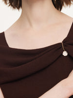 Lyocell Blend Off Shoulder Women Knit Top With Detachable Magnetic Flower GOELIA