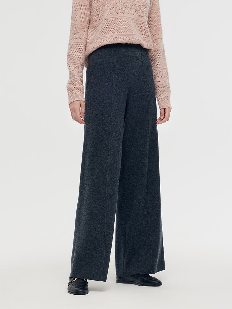 Petite Machine Washable Wool Wide Leg Women Pants GOELIA