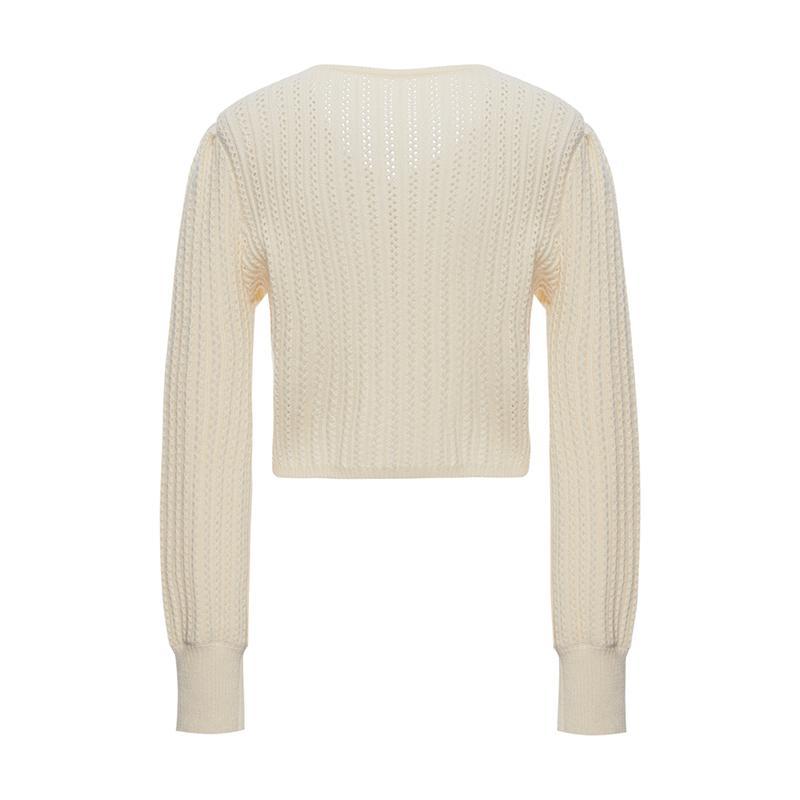 V-neck Beaded Knit Woolen Cardigan GOELIA
