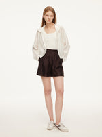 Tencel Acetate Linen Blend Women Zip-Up Hooded Cropped Jacket GOELIA