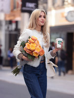 Tweed Collarless Women Crop Jacket GOELIA