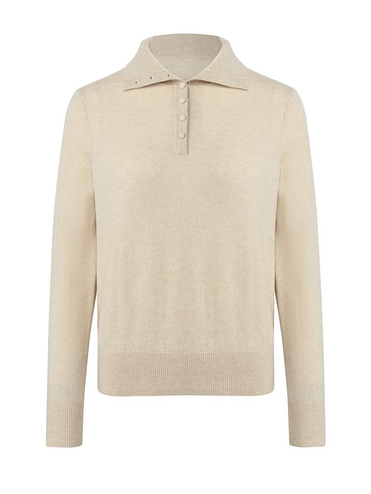 Velvet Zoella Cotton Cashmere Sweater Polo- Navy Oat Stripe