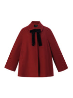 100% Wool Women Coat With Detachable Bowknot GOELIA
