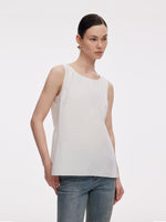 Lyocell Blend Knit Tank Top And Back Pleated Blouse Two-Piece Set GOELIA