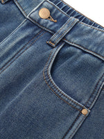 Denim Fleece Lined Women Tapered Jeans GOELIA
