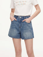 100% Cotton Denim A-Line Women Shorts GOELIA
