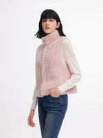 [Preview] 100% Shearling Wool Stand Collar Women Vest GOELIA