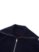 Lyocell Wool Blend Stripe Reversible Zip-Up Women Cardigan GOELIA