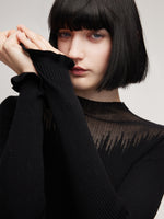 Tencel Wool Blend Mock Neck Women Knit Top GOELIA