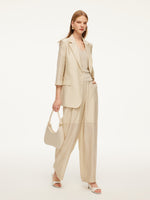 Tencel Acetate Linen Blend Women Straight Leg Pants GOELIA