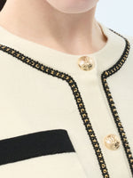 Tencel Blend Contrast Trim Women Cardigan GOELIA