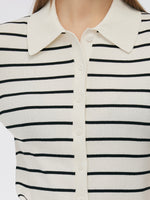 Tencel Stripe Women Short Sleeve Cardigan GOELIA