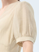 Tencel Acetate Linen Twist Front Women Maxi Dress GOELIA