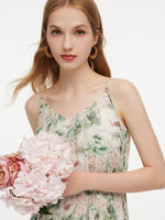 10MM Mulberry Silk Floral Print Women Strap Maxi Dress GOELIA