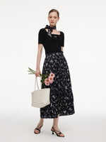 [Preview] Lyocell Blend Bowknot Embroidered Women Square Neck Knit Top GOELIA