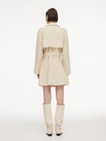 Cotton Blend H-Line Women Mid Length Belted Trench Coat GOELIA