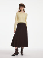 100% Merino Wool Women A-Line Skirt GOELIA