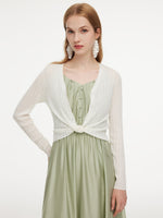 Tencel Wool Blend V-Neck Women Cardigan GOELIA