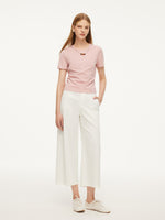 Cotton Side Twist Women T-Shirt With Detachable Beaded Chain GOELIA