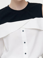 Cold Shoulder Color Block Women Shirt GOELIA