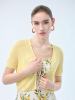 Cotton Lemon Print Strap Dress And Cardigan Two-Piece Set GOELIA