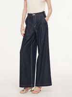 100% Cotton Denim Straight Wide Leg Women Jeans GOELIA