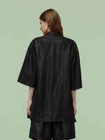 16MM Xiang Yun Silk Unisex 3/4 Sleeves Oversized Shirt GOELIA